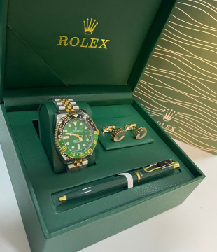 Rolex مع Cufflinks و قلم 