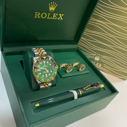 Rolex مع Cufflinks و قلم 