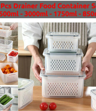 4 Pcs Drainer Food Container Set