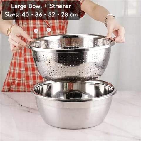 Large SS Bowl + Strainer