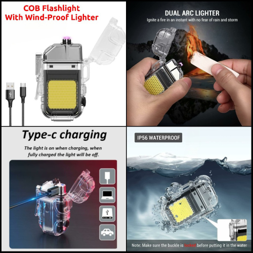 COB Flashlight with Wind-Proof Lighter